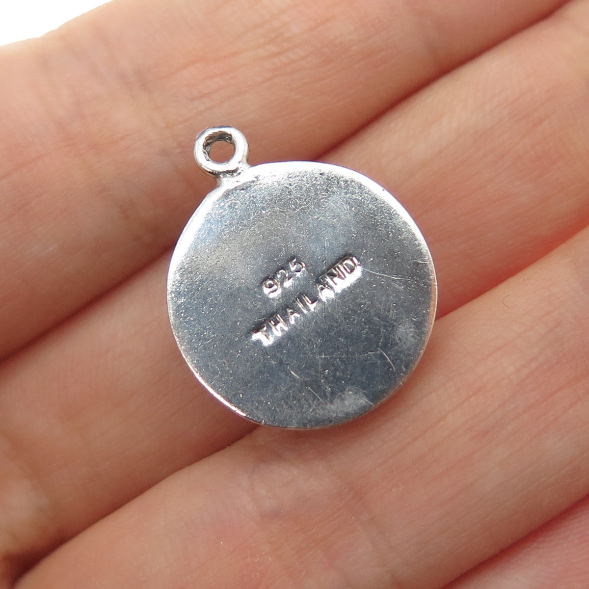 925 Sterling Silver Vintage Baseball Oxidized Mini Charm Pendant