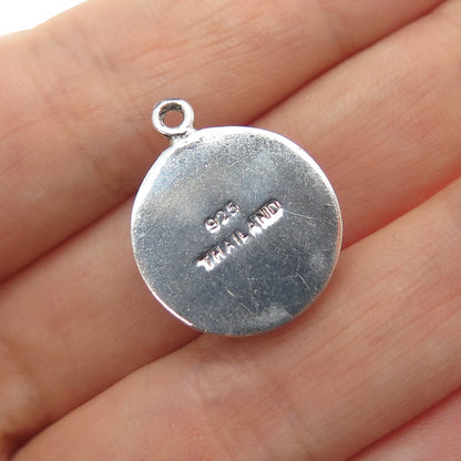 925 Sterling Silver Vintage Baseball Oxidized Mini Charm Pendant