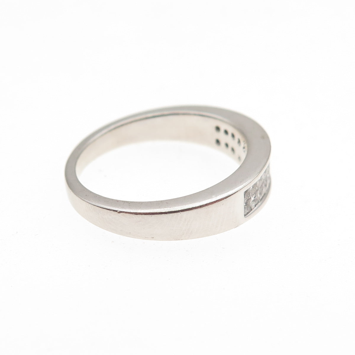 925 Sterling Silver BMD Princess-Cut C Z Half Eternity Band Ring Size 6.25