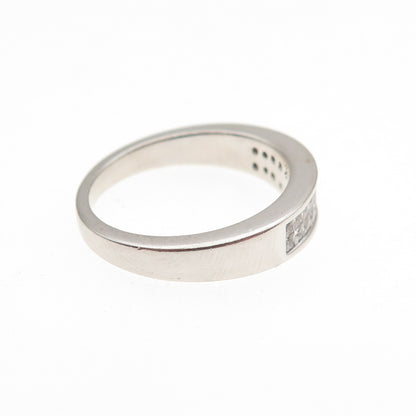 925 Sterling Silver BMD Princess-Cut C Z Half Eternity Band Ring Size 6.25