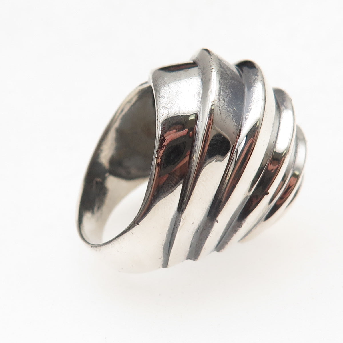 925 Sterling Silver Vintage Modernist Oxidized Ring Size 7.5
