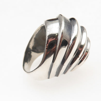 925 Sterling Silver Vintage Modernist Oxidized Ring Size 7.5