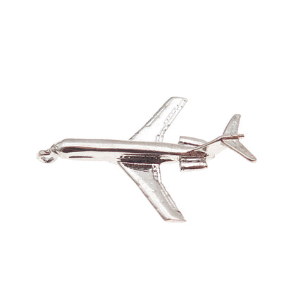 Wells 925 Sterling Silver Vintage Airplane 3D Charm Pendant