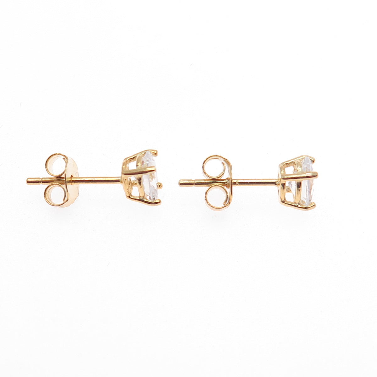 925 Sterling Silver Gold Plated Oval-Cut C Z Stud Earrings