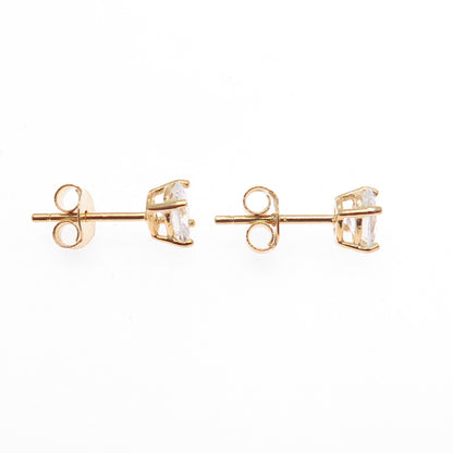 925 Sterling Silver Gold Plated Oval-Cut C Z Stud Earrings