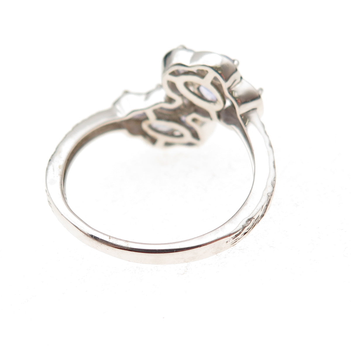 Chuck Clemency 925 Sterling Silver Real Pear-Cut Tanzanite Bypass Ring Size 8.25