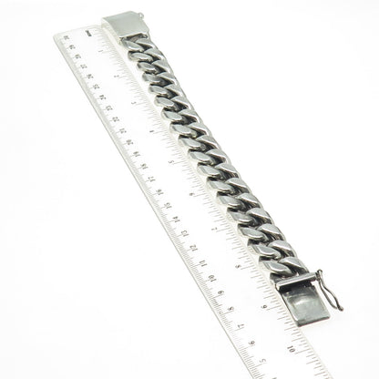 NINO 925 Sterling Silver Vintage Solid 183.3g Cuban Link Bracelet 8.5"