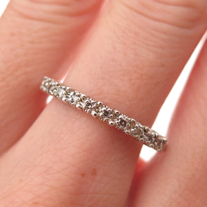 925 Sterling Silver Real Round-Cut Diamond Half Eternity Band Ring Size 10