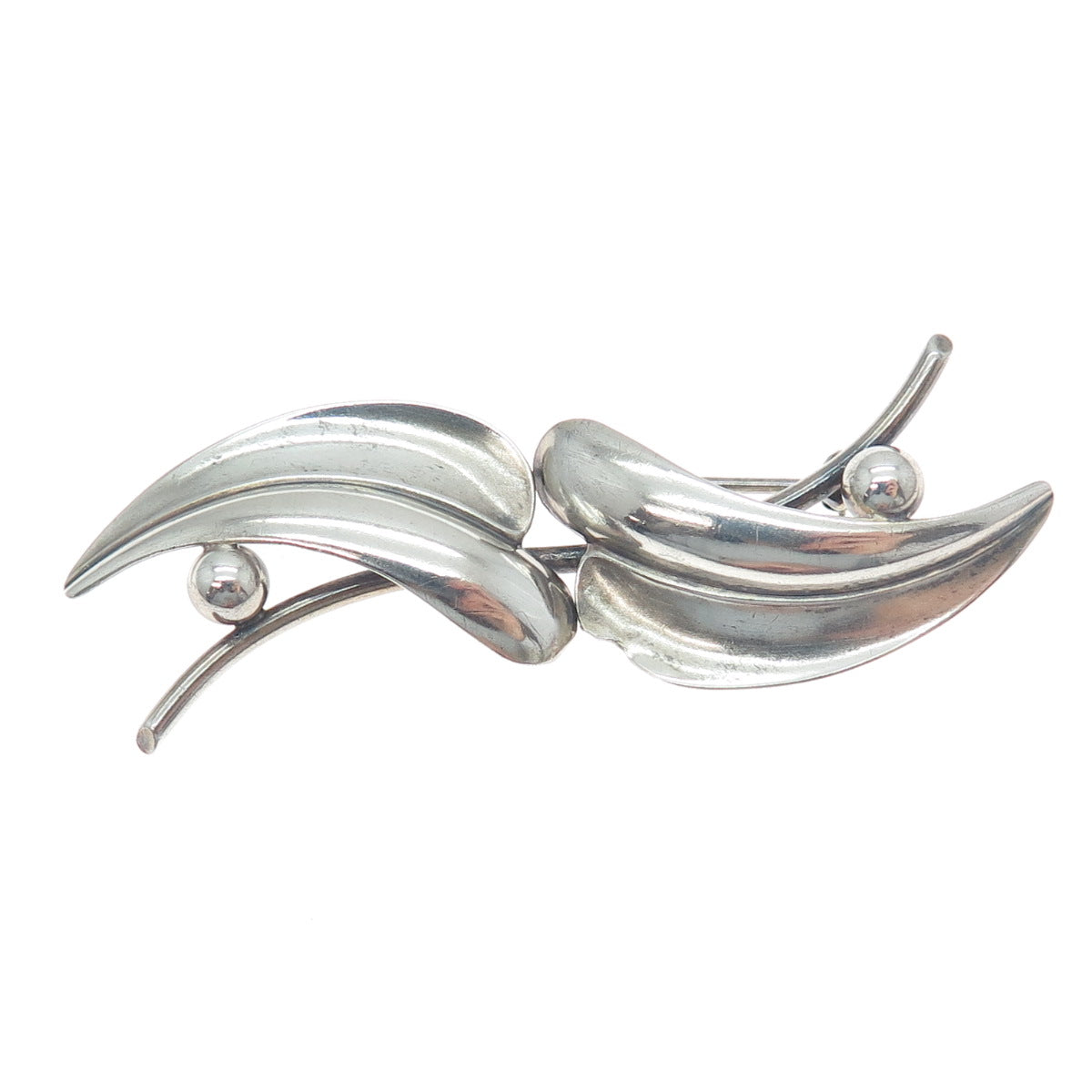 FORSTNER 925 Sterling Silver Vintage Modernist Floral Leaf Oxidized Pin Brooch