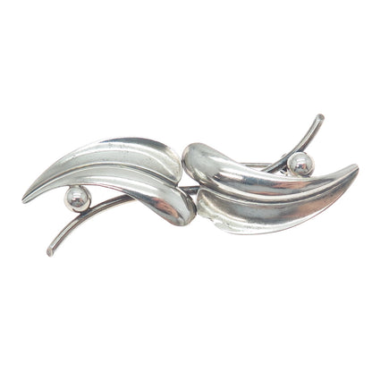 FORSTNER 925 Sterling Silver Vintage Modernist Floral Leaf Oxidized Pin Brooch
