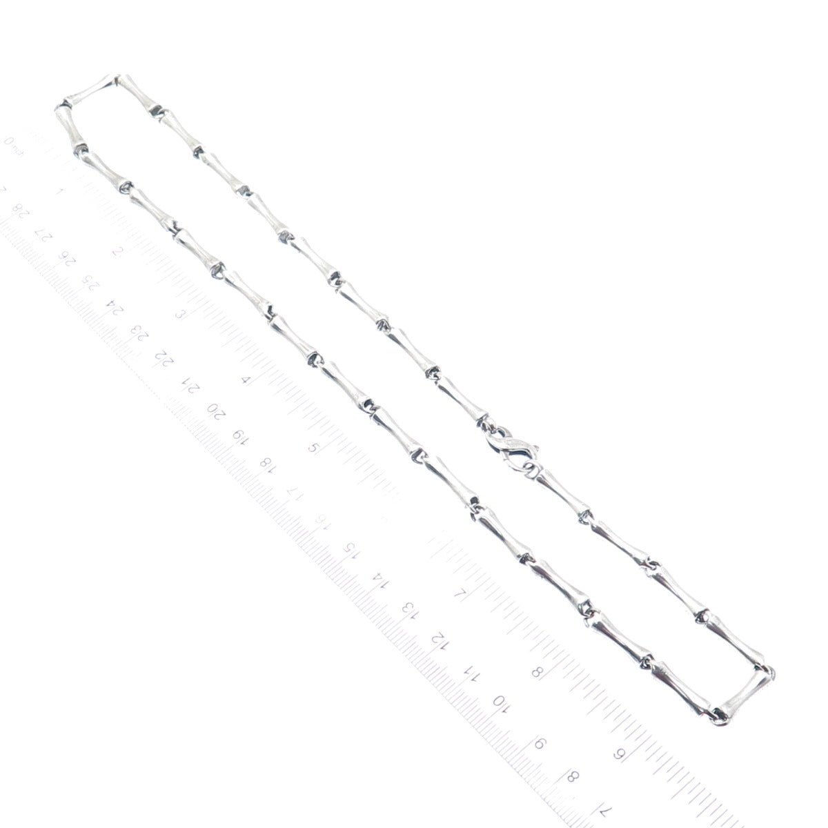 925 Sterling Silver Vintage Bamboo Bar Chain Oxidized Necklace 18"