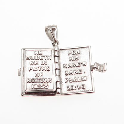925 Sterling Silver 2-Tone Holy Bible Locket Mini Charm Pendant