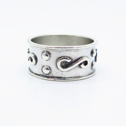 925 Sterling Silver Vintage GGC Tribal Band Ring Size 7.5