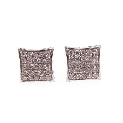 925 Sterling Silver Round-Cut C Z Stud Earrings