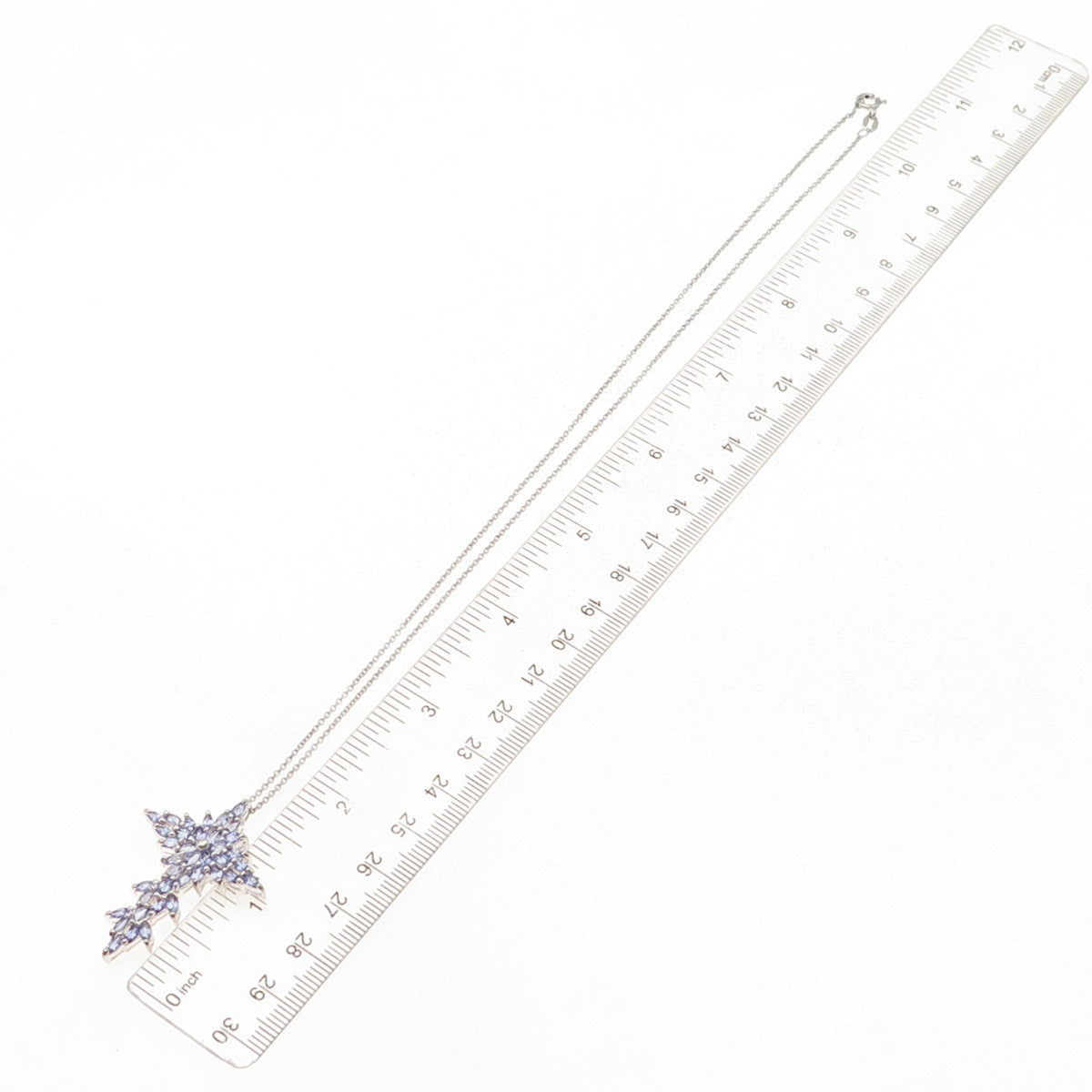 Ken Crafts 925 Sterling Silver Real Tanzanite Cross Cable Chain Necklace 18"