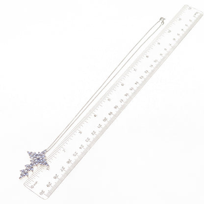 Ken Crafts 925 Sterling Silver Real Tanzanite Cross Cable Chain Necklace 18"