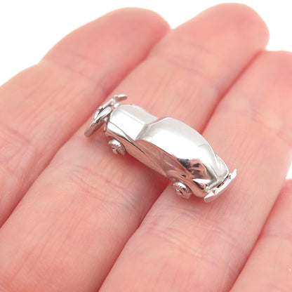925 Sterling Silver Vintage Retro Car Movable 3D Charm Pendant
