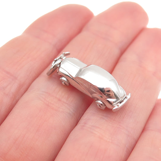 925 Sterling Silver Vintage Retro Car Movable 3D Charm Pendant