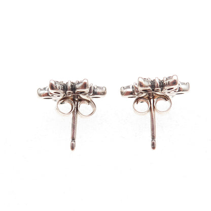 Pandora 925 Sterling Silver Blue & White C Z Snowflake Stud Earrings