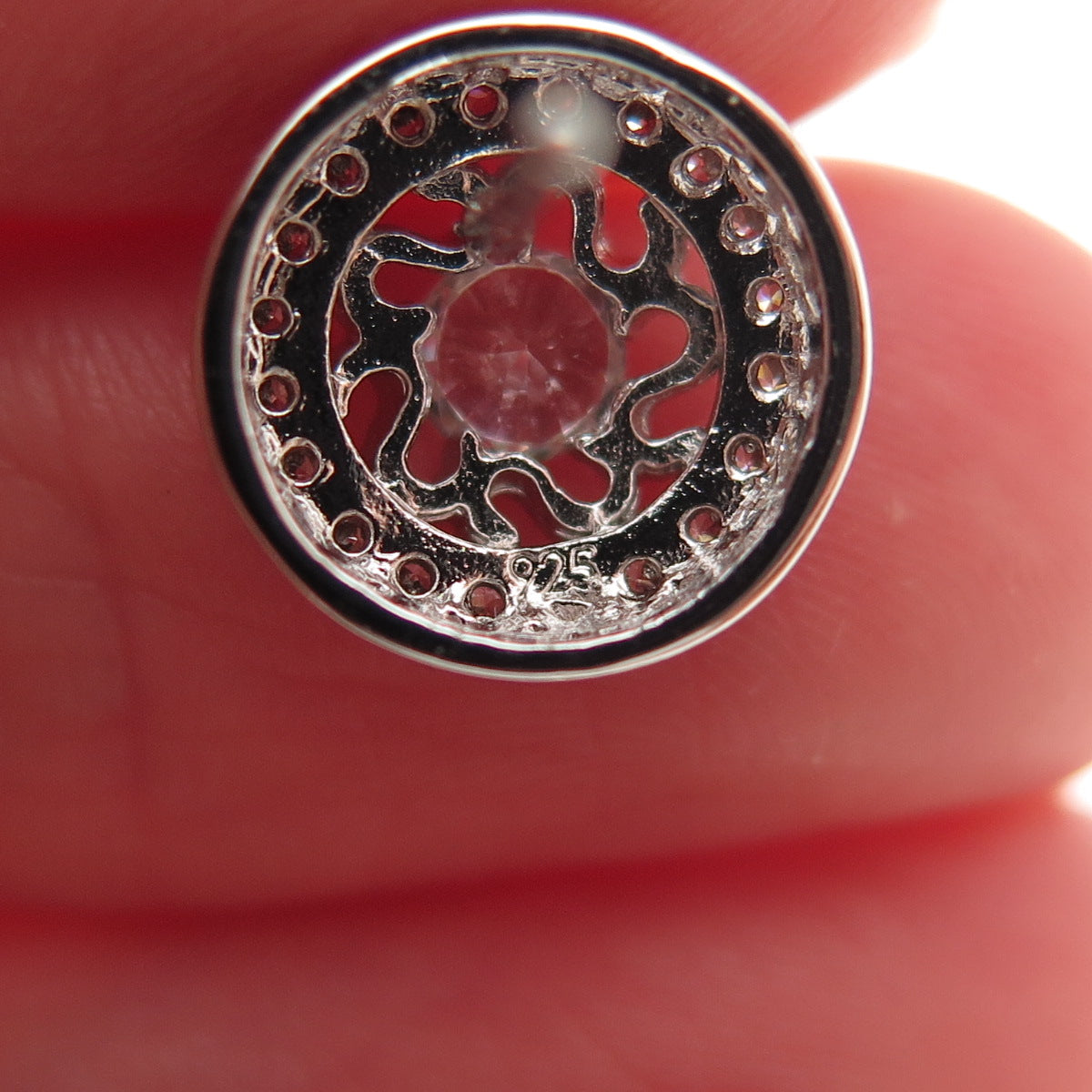 925 Sterling Silver Round-Cut C Z Swirl Stud Earrings