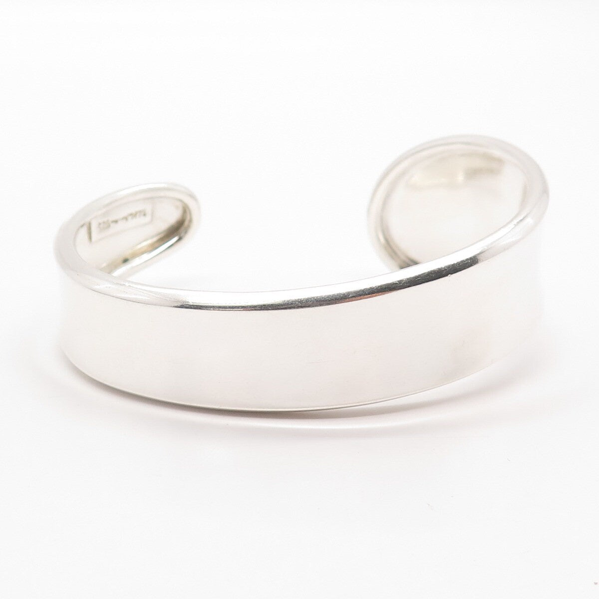 925 Sterling Silver Vintage Smooth Modernist Cuff Bracelet 6.25"