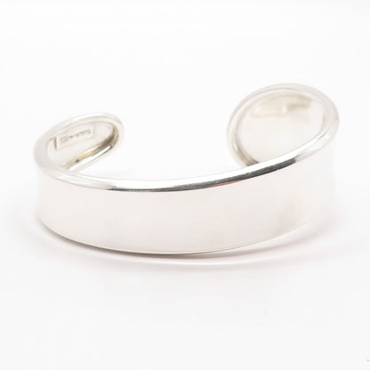 925 Sterling Silver Vintage Smooth Modernist Cuff Bracelet 6.25"