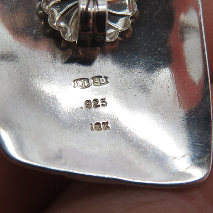 RIR-D 925 Sterling Silver 18K Gold Vintage Modernist Greek Maze Earrings