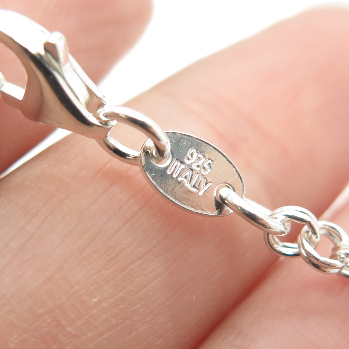 925 Sterling Silver Italy Double Rolo Chain Necklace 16"