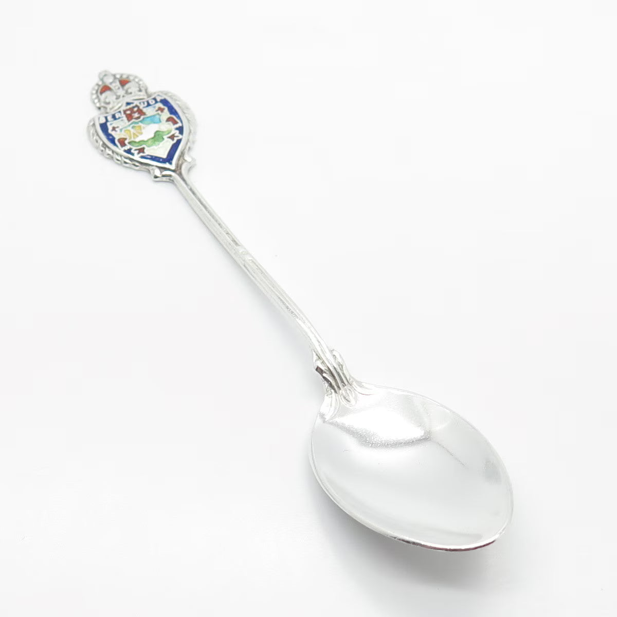 925 Sterling Silver Antique BMCo Colorful Enamel "Bermuda" Coat of Arms Spoon