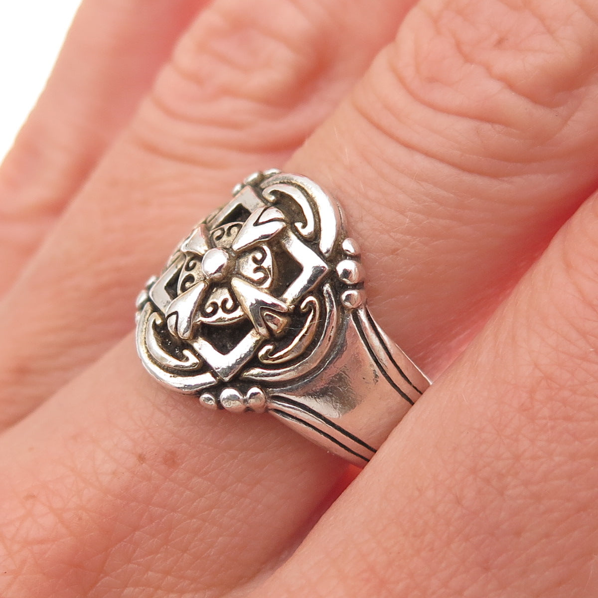 Brighton 925 Sterling Silver Vintage Cross Oxidized Ring Size 7.25