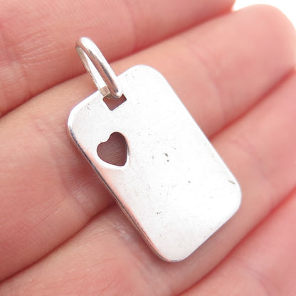 925 Sterling Silver Vintage Italy Con Amore Heart Tag Charm Pendant