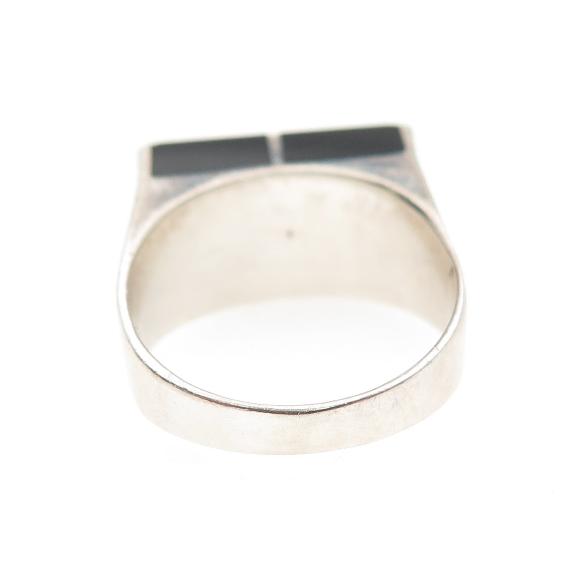 925 Sterling Silver Vintage Real Black Onyx Modernist Ring Size 7