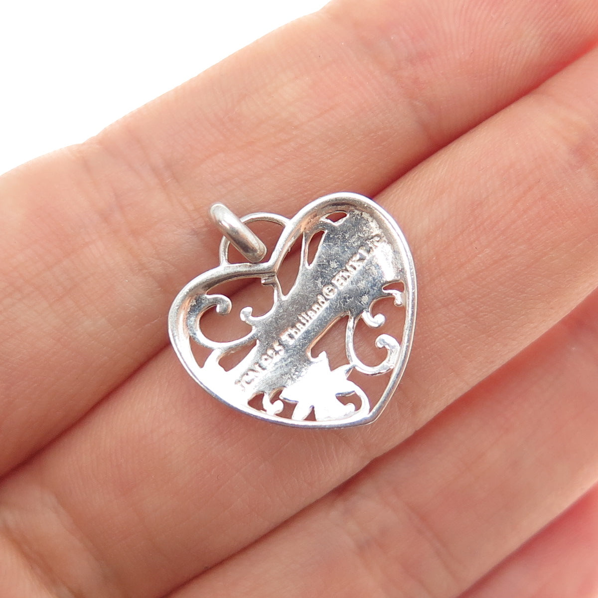 JCM Jacmel Mauritius 925 Sterling Silver Vintage Mom Heart Mini Charm Pendant