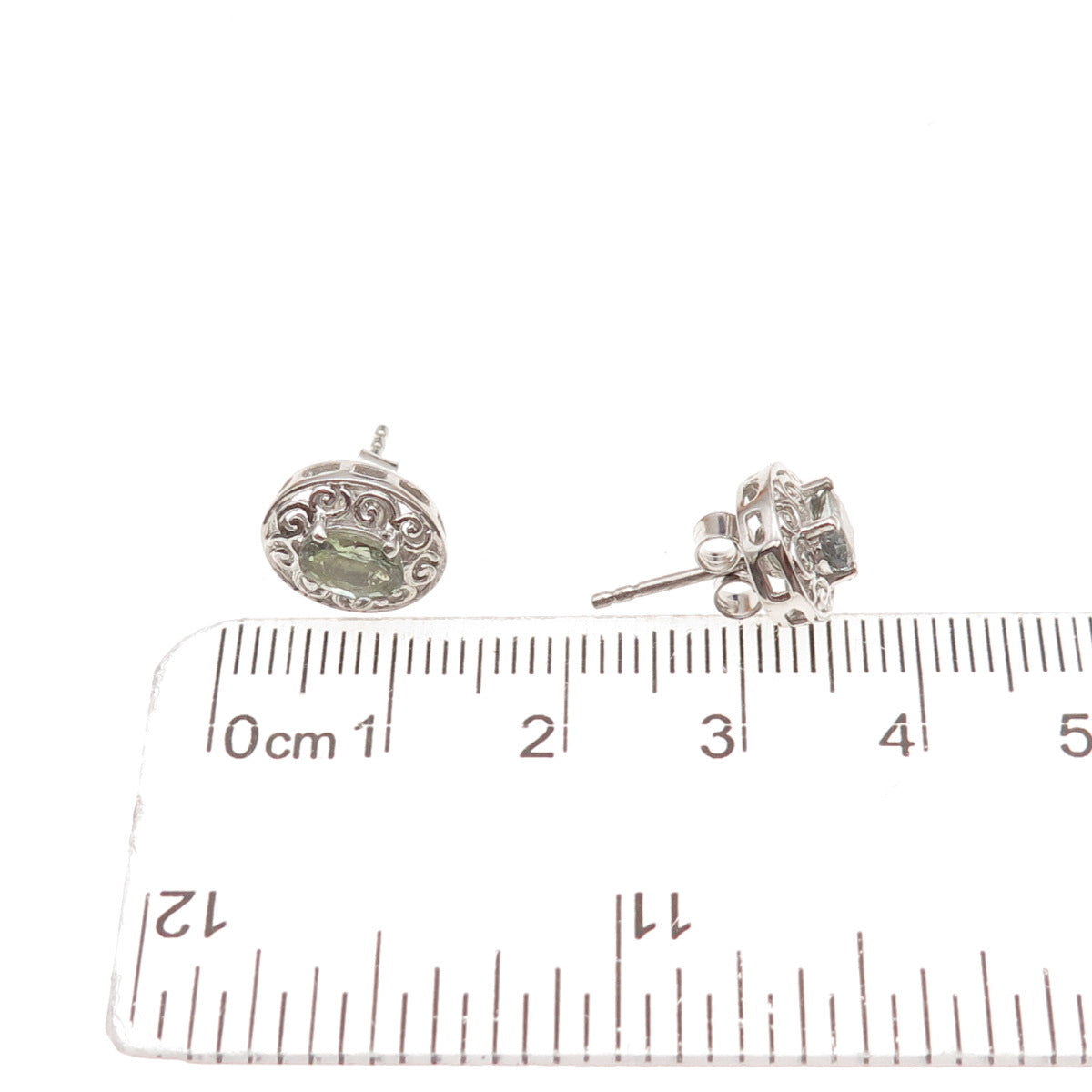Chuck Clemency 925 Sterling Silver Real Green Amethyst Stud Earrings