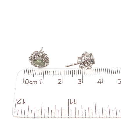 Chuck Clemency 925 Sterling Silver Real Green Amethyst Stud Earrings