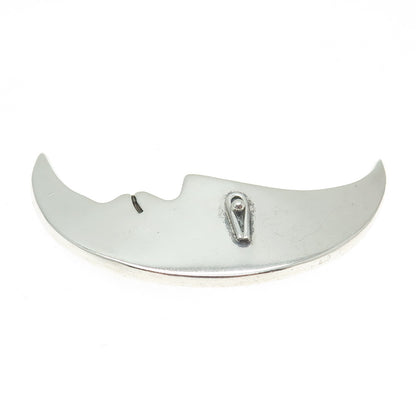 925 Sterling Silver Vintage Mexico Crescent Man in the Moon Pin Brooch