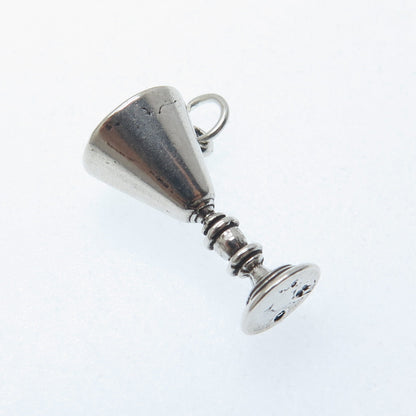 SUNWEST 925 Sterling Silver Vintage Wine Goblet Oxidized Mini 3D Charm Pendant