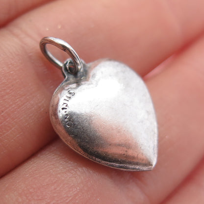 925 Sterling Antique Art Deco Wishbone Heart Chatelaine Oxidized Mini Pendant