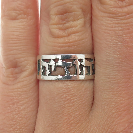 925 Sterling Silver Vintage "Ani Ledodi" The Power of Love Band Ring Size 7.5