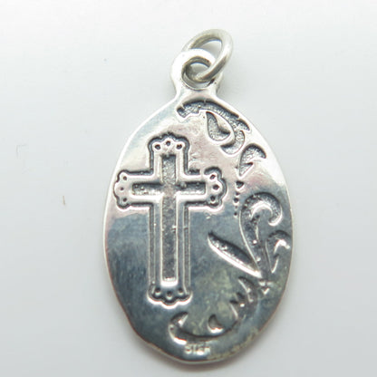 925 Sterling Silver Vintage Saint Mary & Baby Jesus Religious Medal Pendant