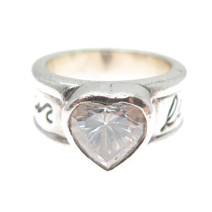 CAROLEE 925 Sterling Silver Vintage Heart-Cut C Z Le Coeur D'Amour Ring Size 5