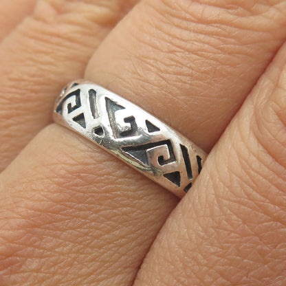 PETER STONE 925 Sterling Silver Vintage Ethnic Band Ring Size 8.25