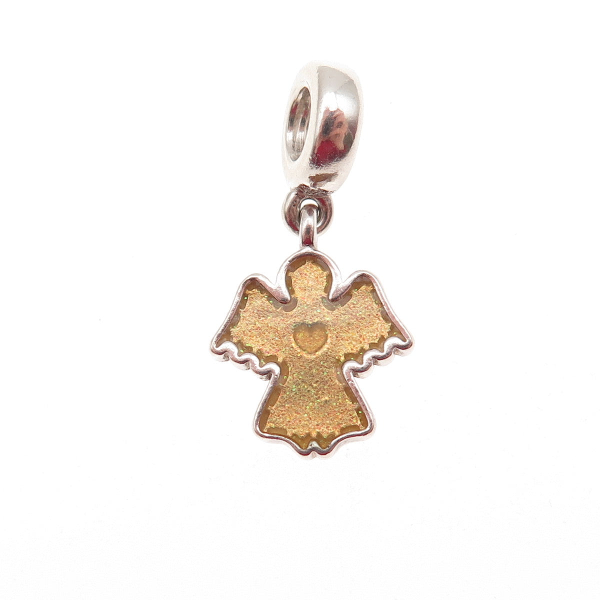 Pandora 925 Sterling Silver Yellow Enamel Sparkly Snow Angel Dangle Charm