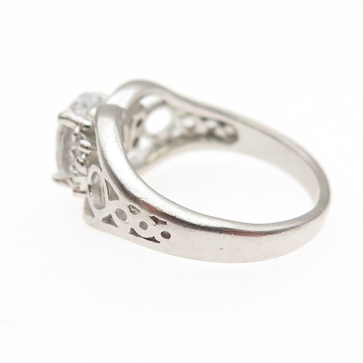 925 Sterling Silver Oval & Round-Cut C Z Promise Ring Size 5.75