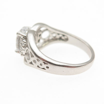 925 Sterling Silver Oval & Round-Cut C Z Promise Ring Size 5.75