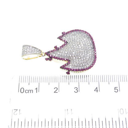 925 Sterling Silver Gold Plated Lab-Created Ruby & C Z Flame Charm Pendant