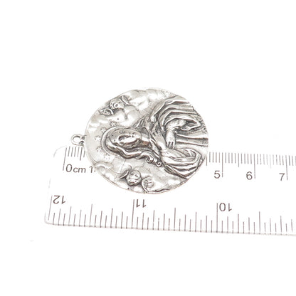800 Silver Antique Art Deco European Mary Magdalene Medal Pendant