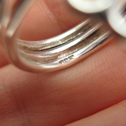 925 Sterling Silver Vintage Modernist Adjustable Ring Size 9