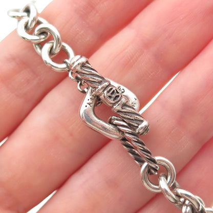 David Yurman 925 Sterling Silver 18K Gold Vintage Bow Charm Bracelet 6.75"