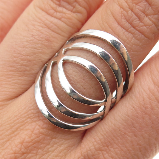 BARSE 925 Sterling Silver Vintage Modernist Crisscross Ring Size 7.5